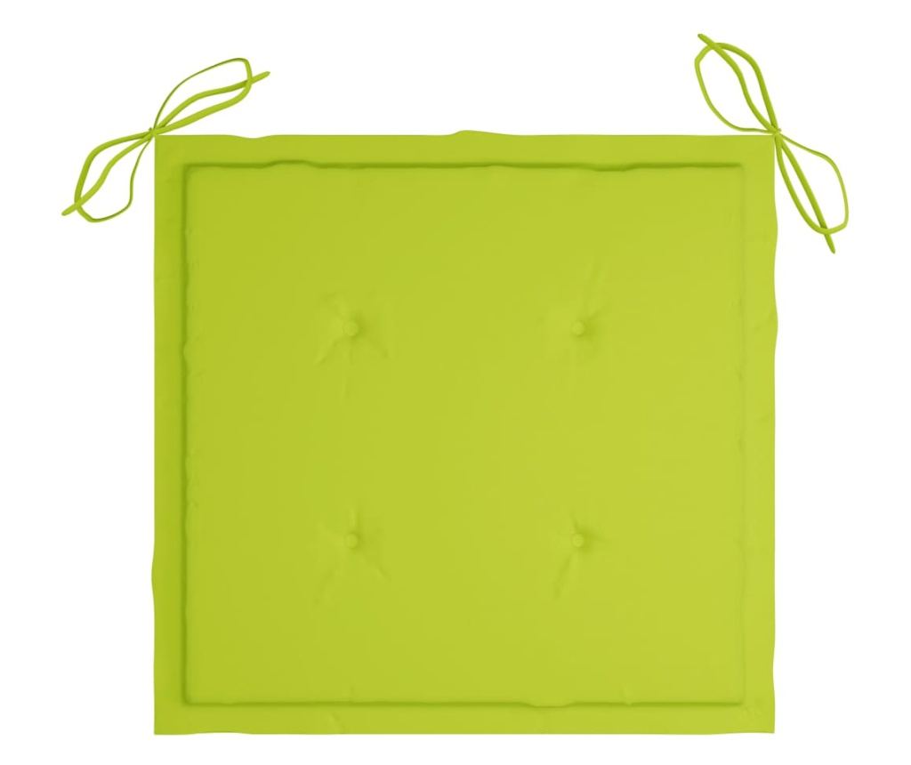 Градински столове с светлозелени възглавници 2 бр. масивно тиково дърво - 6