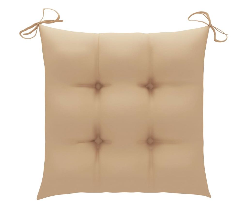 Градински столове с възглавници, 6 бр., бежови, масивно дърво тиково дърво - 12