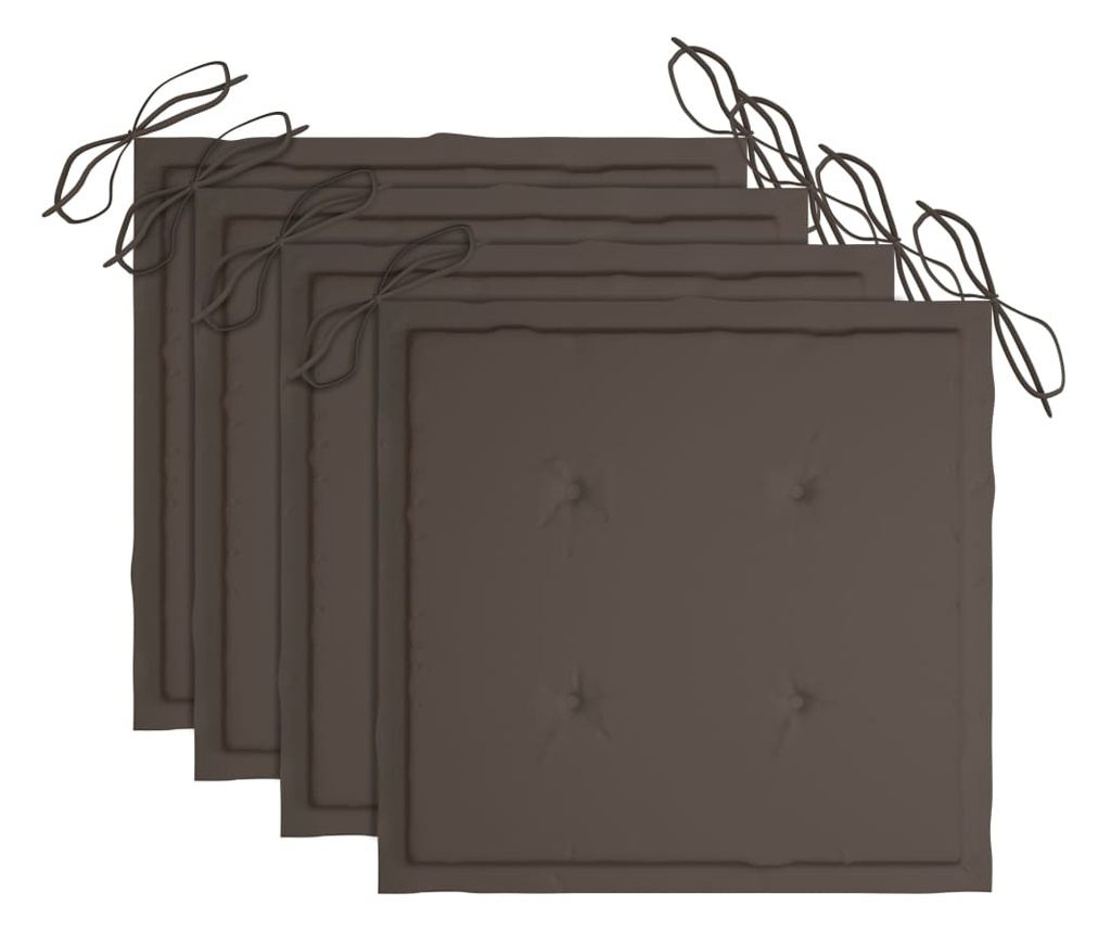 Външни сгъваеми столове с възглавници, 4 бр., Масивна акациева дървесина - 3