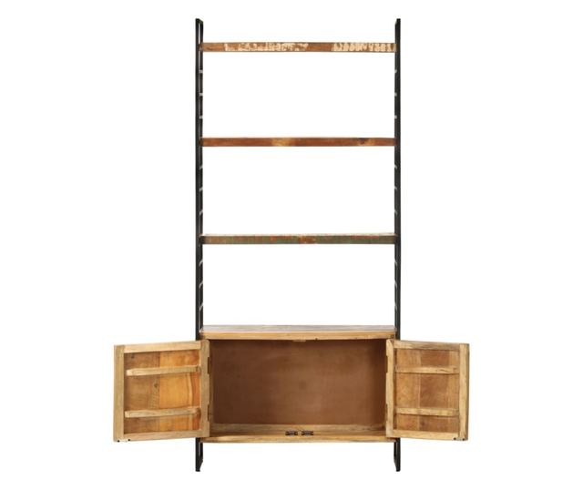 4 szintes tömör újrahasznosított fa könyvespolc 80x30x180 cm