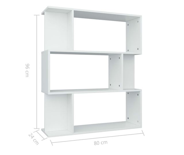 fehér forgácslap könyvszekrény/térelválasztó 80 x 24 x 96 cm