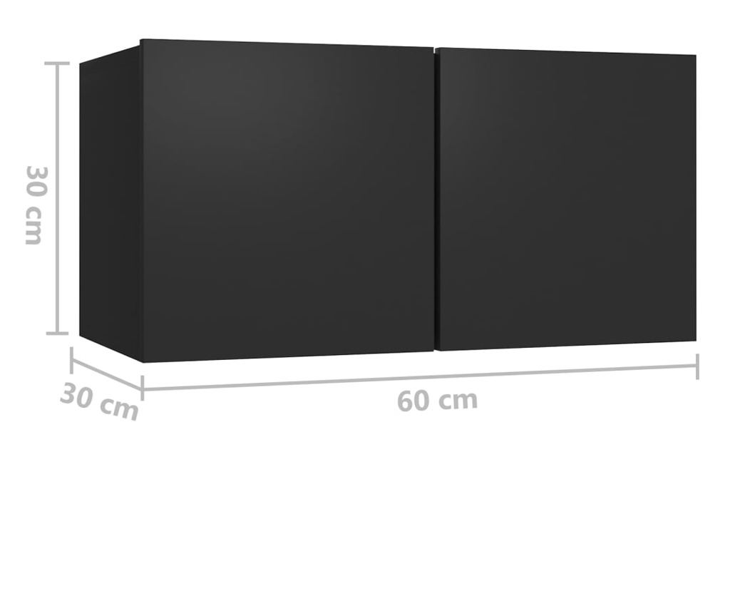TV Ormarić Set, 4 Komada, Crni, Iverica - 8