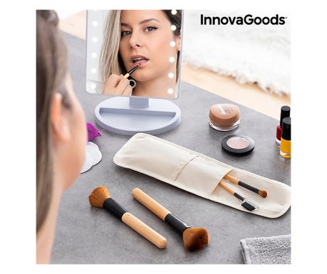 Miset InnovaGoods Комплект дървени четки за грим от 5 части с калъф за пренасяне