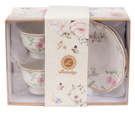 Queen Ada 2 személyes porcelán vintage teás csésze készlet