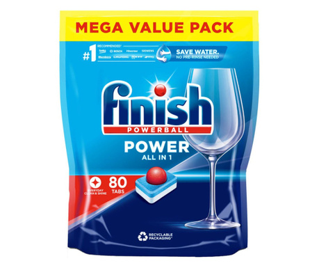 Detergent tablete pentru masina de spalat vase Finish Power All in 1, 80 spalari