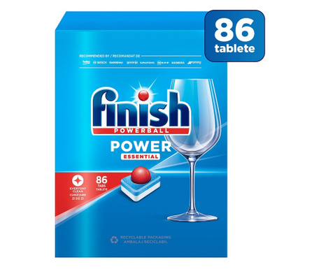Detergent vase Finish Powerball Power Essential, 86 tablete