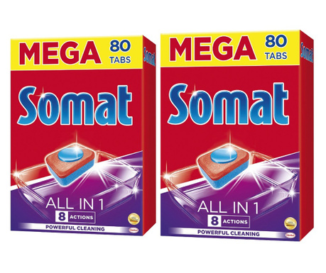 Pachet detergent pentru masina de spalat vase Somat All in one, 2 x 80 tablete