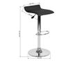 Scaun bar, bistro, salon, hidraulic, suport picioare, cu inaltime reglabila intre 65.5-87 cm, negru, buz