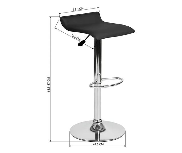 Scaun bar, bistro, salon, hidraulic, suport picioare, cu inaltime reglabila intre 65.5-87 cm, negru, buz