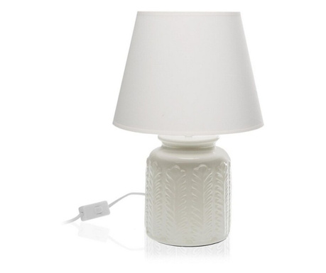 Настолна лампа Керамика Текстил (25 x 36 x 25 cm) - Бял
