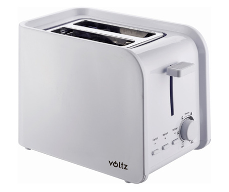Тостер за филийки Voltz V51440E, 750W, За 2 филийки, 7 нива, Размразяване, Подгряване, Бял