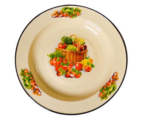 RAKI SENTIABRI Farfurie adanca ruseasca emailata 2l, D36cm, din otel carbon, cu decor