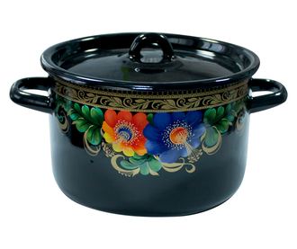RAKI VOLOGDA Oala emailata ruseasca 2,9l, D18cm, cu capac emailat