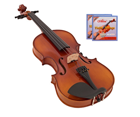 IdeallStore® klasszikus hegedű, 1/4-es méret, fa, anyagból készült tok, két húrkészlet mellékelve