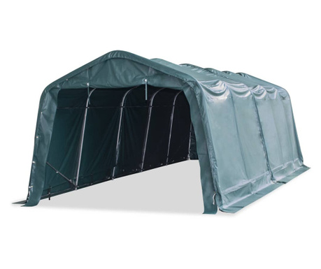 sötétzöld elmozdítható PVC állattartó sátor 550 g/m² 3,3 x 8 m