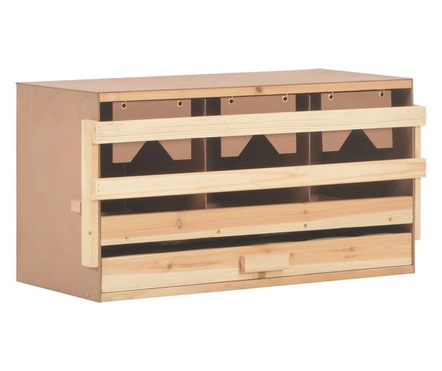 Gnijezdo za kokoši s 3 odjeljka 72x33x38 cm masivna borovina
