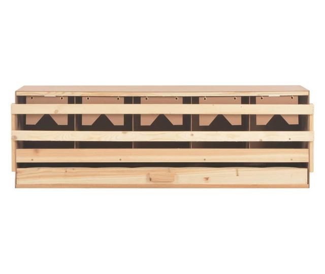 Gnijezdo za kokoši s 5 odjeljaka 117x33x38 cm masivna borovina