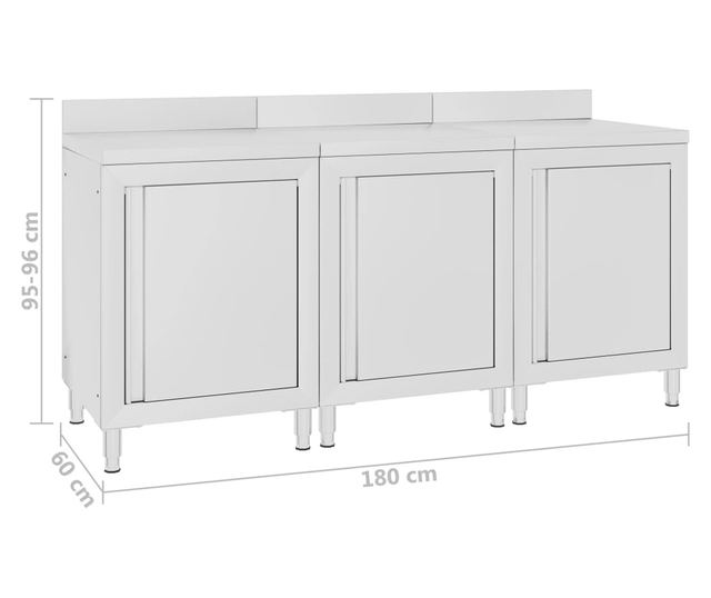 Komercijalni ormarić s radnom pločom 180 x 60 x 96 cm čelični