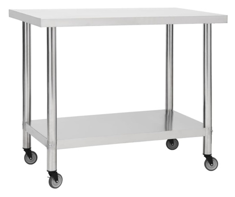 Kuchyňský pracovní stůl s kolečky 100x30x85 cm nerezová ocel