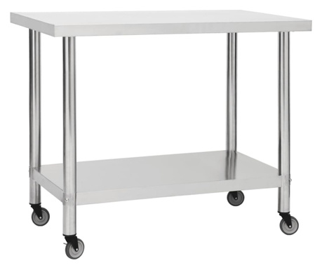 Kuhinjski radni stol s kotačima 100x45x85 cm nehrđajući čelik