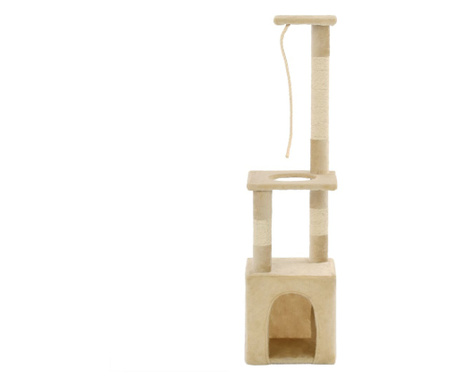 bézs macskabútor szizál kaparófákkal 109 cm
