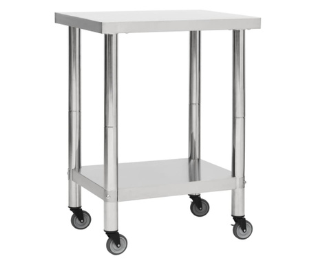 Kuhinjski radni stol s kotačima 80x30x85 cm nehrđajući čelik