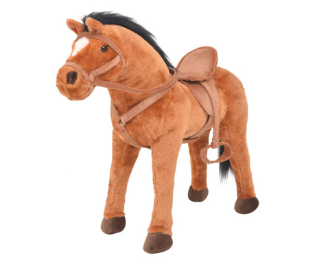 Stojící plyšová hračka kůň hnědý
