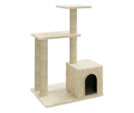 Drapak dla kota ze słupkami sizalowymi, kremowy, 71 cm