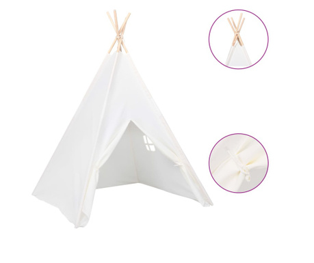 Детска палатка Типи прасковена кожа бяла с чанта 120x120x150 см