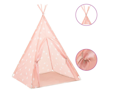 Детска палатка Типи с чанта, полиестер, розова, 115x115x160 см