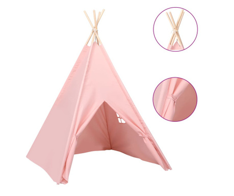 Детска палатка Типи прасковена кожа розова чанта 120x120x150 см