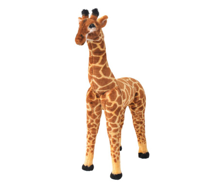 Плюшен детски жираф за яздене, кафяво и жълто, XXL