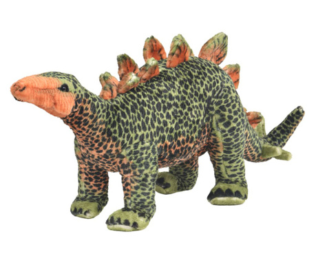 Плюшен динозавър стегозавър за яздене, зелено и оранжево, XXL