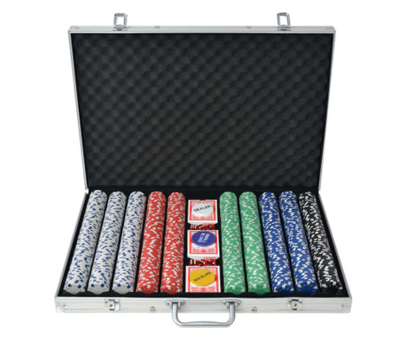 Zestaw do gry w pokera 1000 żetonów, aluminium