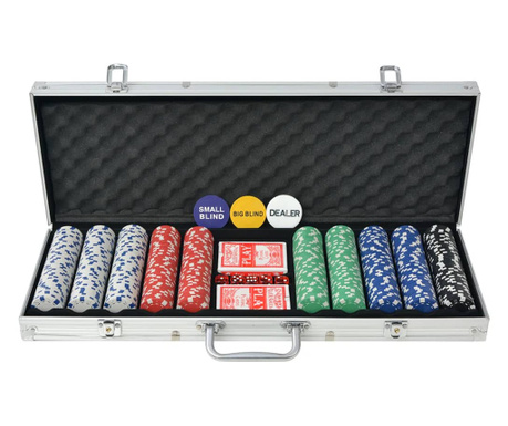 Zestaw do gry w pokera 500 żetonów, aluminium