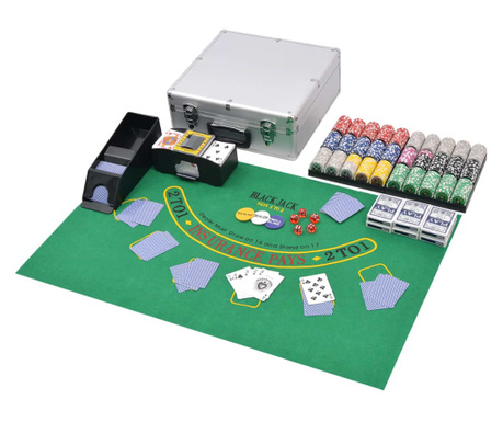 Kombinovaný set poker/blackjack s 600 laserovými žetony hliník