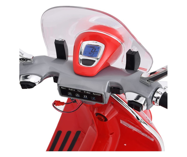 Zabawkowy motocykl elektryczny Vespa GTS300, czerwony