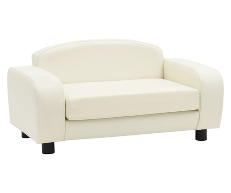 Sofa dla psa, kremowa, 80x50x40 cm, sztuczna skóra