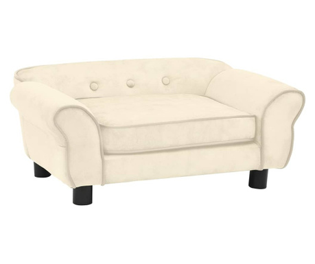 Кучешки диван, кремав, 72x45x30 см, плюш