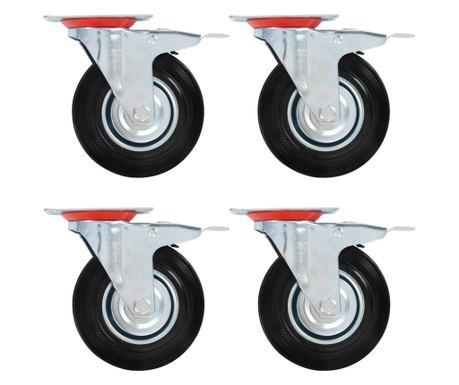 4 db önbeálló görgő dupla fékkel 125 mm