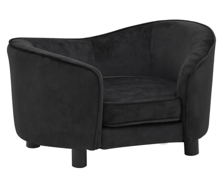 Кучешки диван, черен, 69x49x40 см, плюш