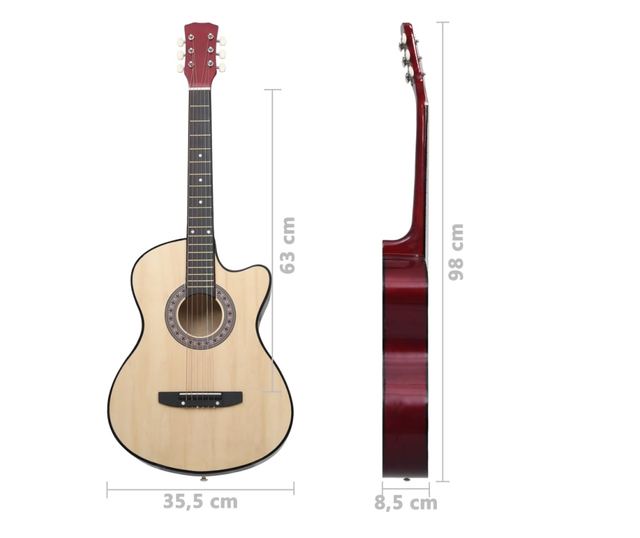 Akustična gitara Western s prorezom i 6 žica 38 " od drva lipe