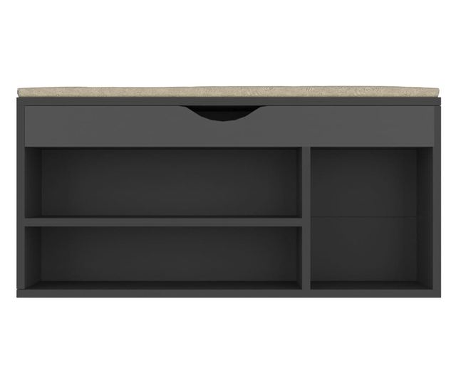Klupa za cipele s jastukom siva 104 x 30 x 49 cm od iverice