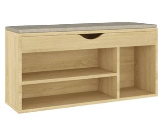 Bancheta pantofar cu perna, stejar sonoma, 104x30x49 cm, PAL