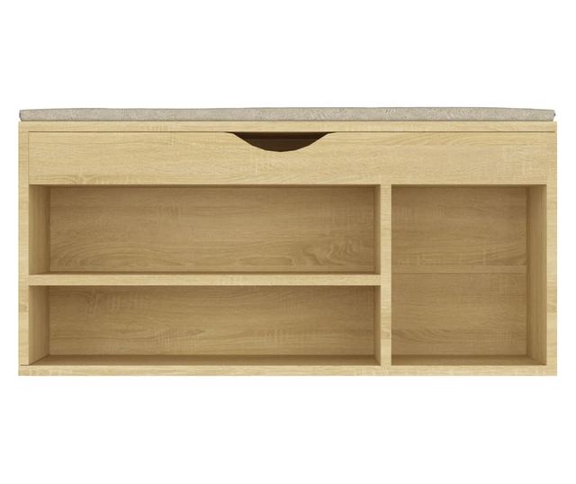 Bancheta pantofar cu perna, stejar sonoma, 104x30x49 cm, PAL