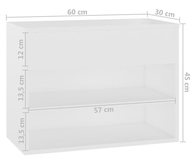Bancheta pantofar, alb, 60x30x45 cm, PAL