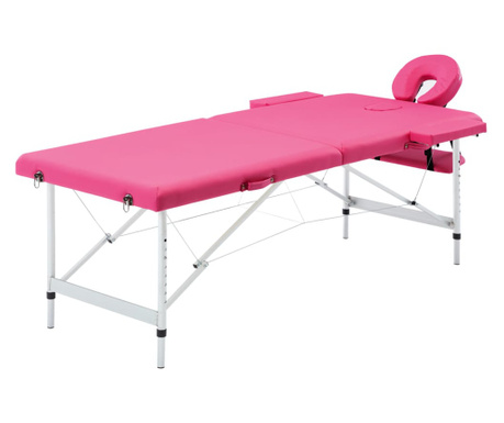 Zložljiva masažna miza 2 coni aluminij roza
