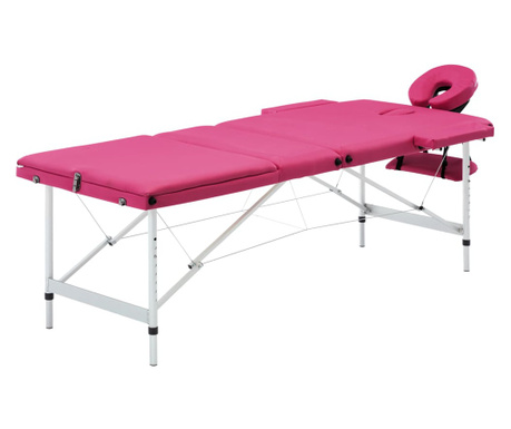 Zložljiva masažna miza 3 cone aluminij roza