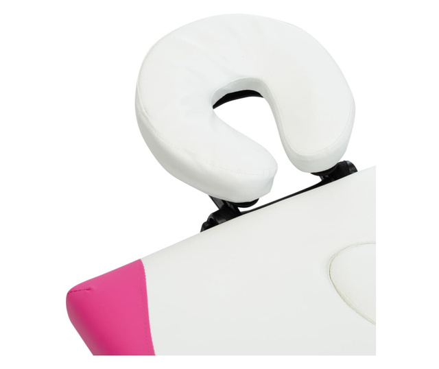 4-conska zložljiva masažna miza aluminij bele in roza barve