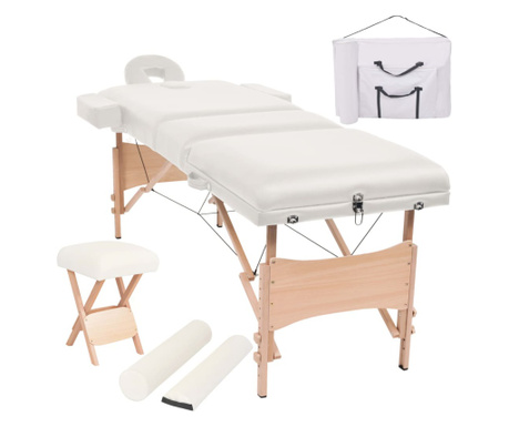 3zónový skládací masážní stůl a stolička tloušťka 10 cm bílé